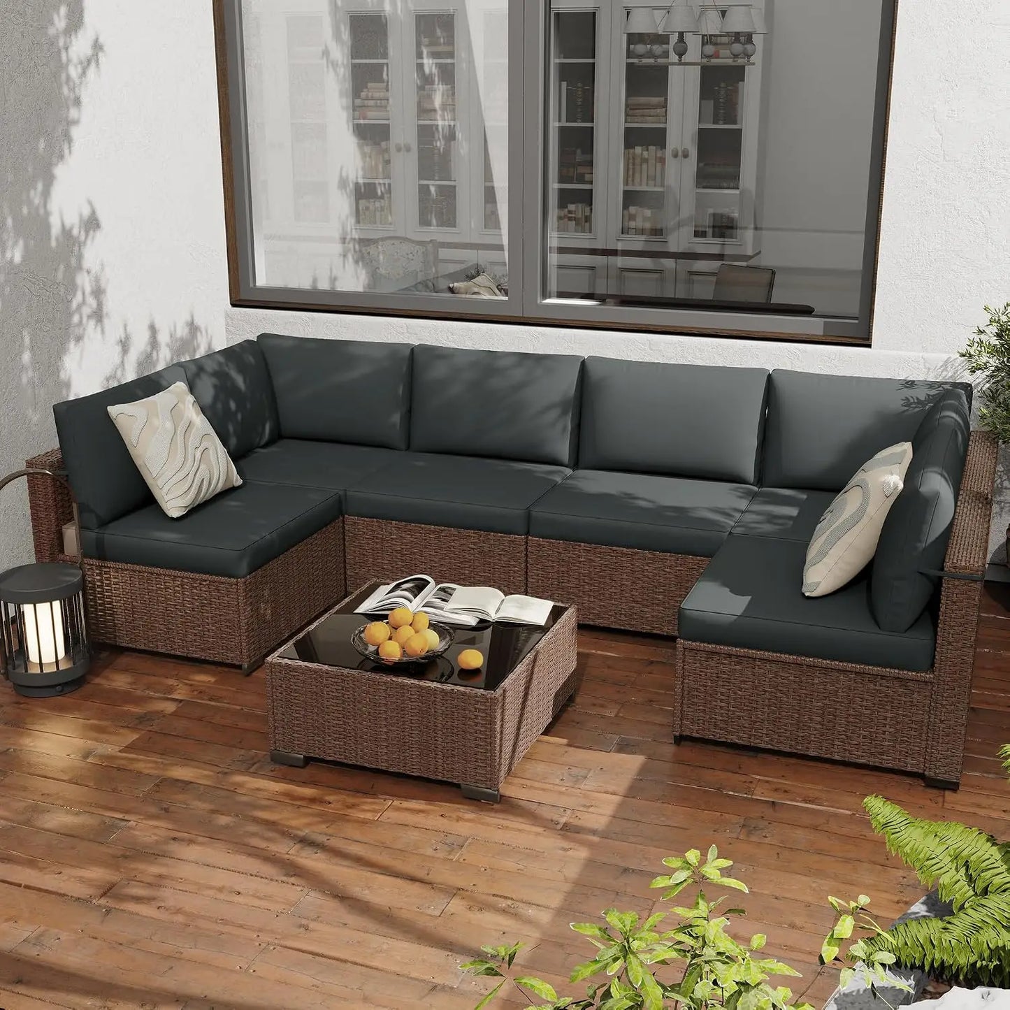 All Weather PE Rattan Modular Patio Sectional Conversation Set