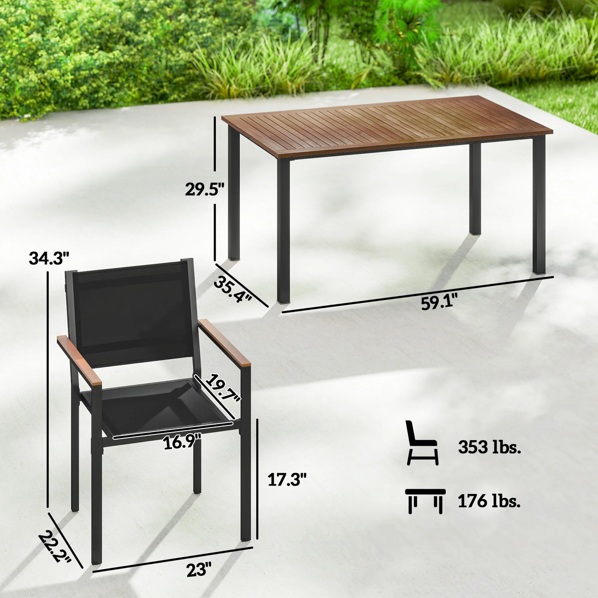 Outsunny Outdoor Dining Set With Acacia Wood Table And Chairs