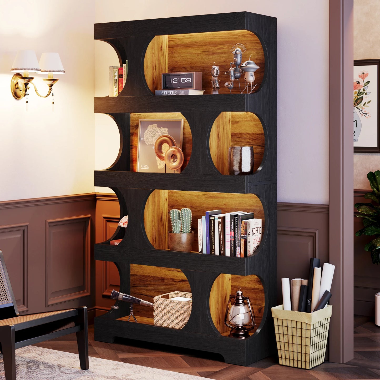 Tribesigns Stylish Wooden Bookcase For Home Storage Display