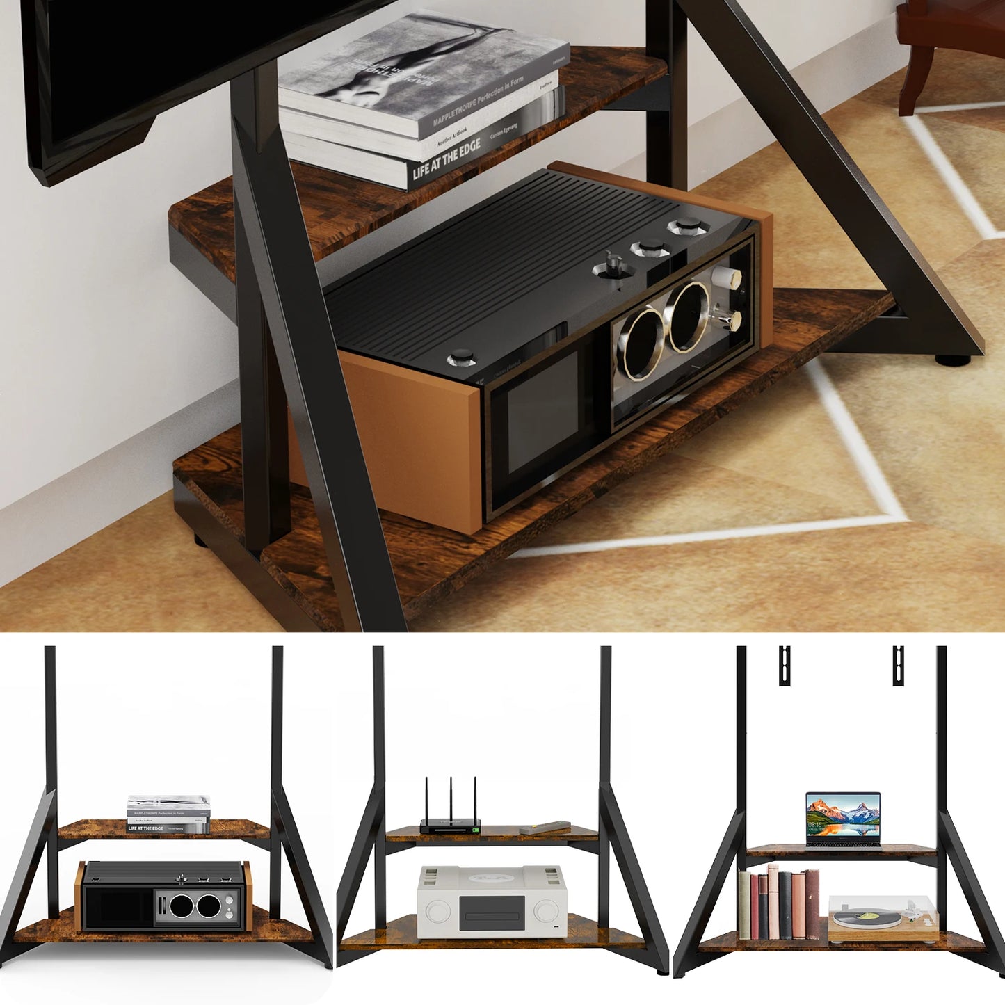 Unho Adjustable Height Rolling TV Floor Stand Mount Bracket