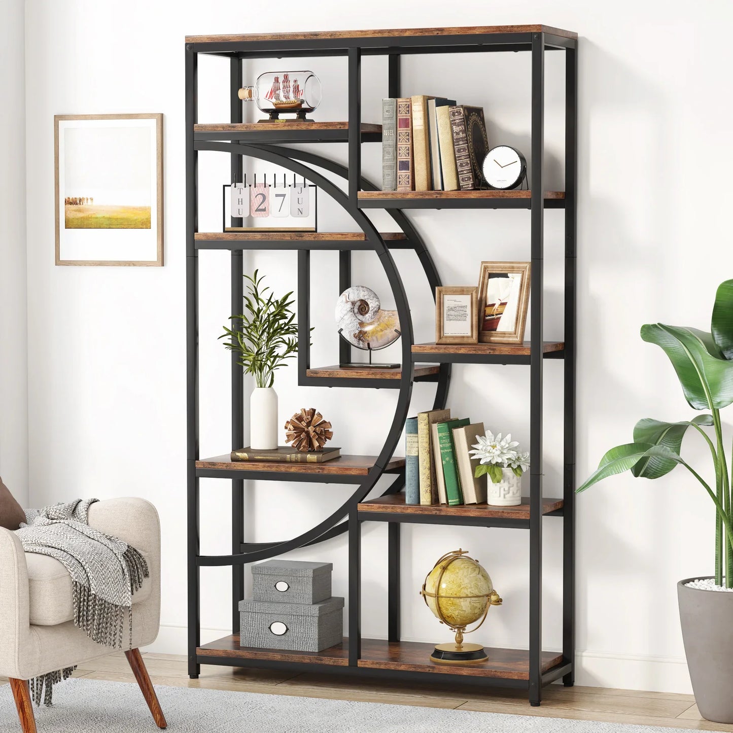 Tribesigns Industrial 5 Tier Bookshelf Freestanding Display Shelving Unit