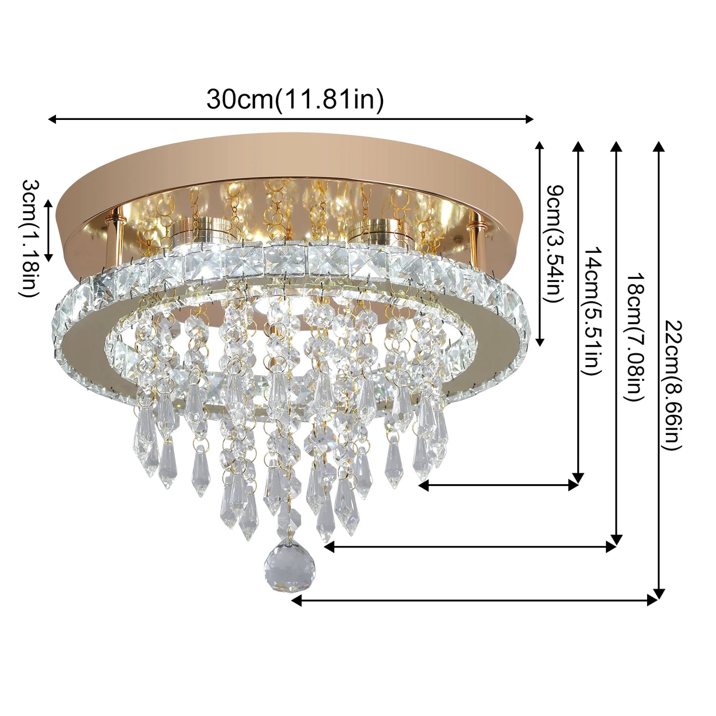 GreeLustr Luxury Modern LED Crystal Ceiling Chandelier Light