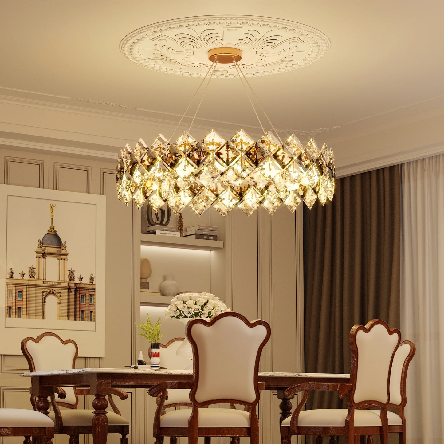 Luxury Crystal Chandelier Pendant Ceiling Light With Bulbs Included