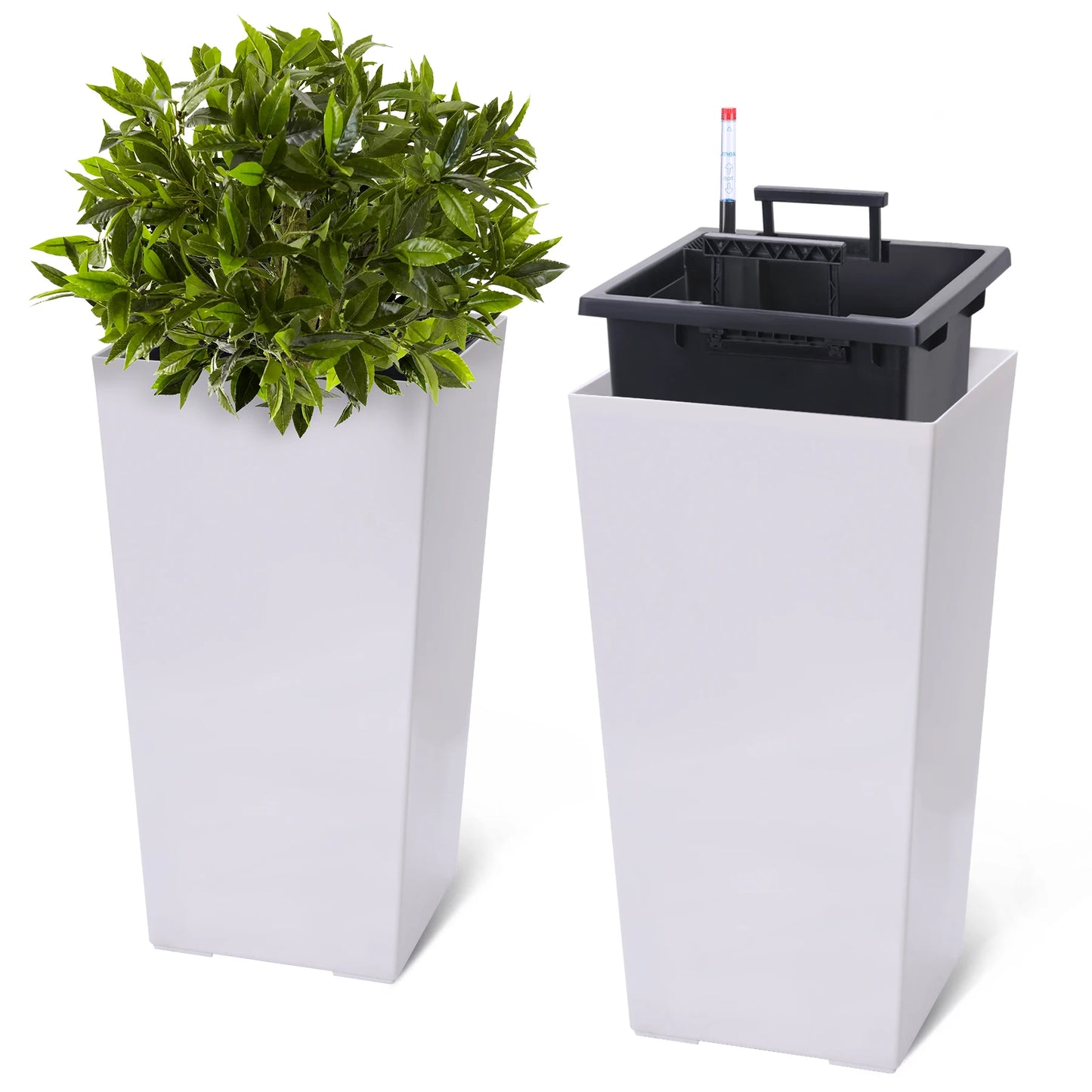 HiMISS Self Watering Planters Set Indoor Outdoor Flower Pots With Drainage