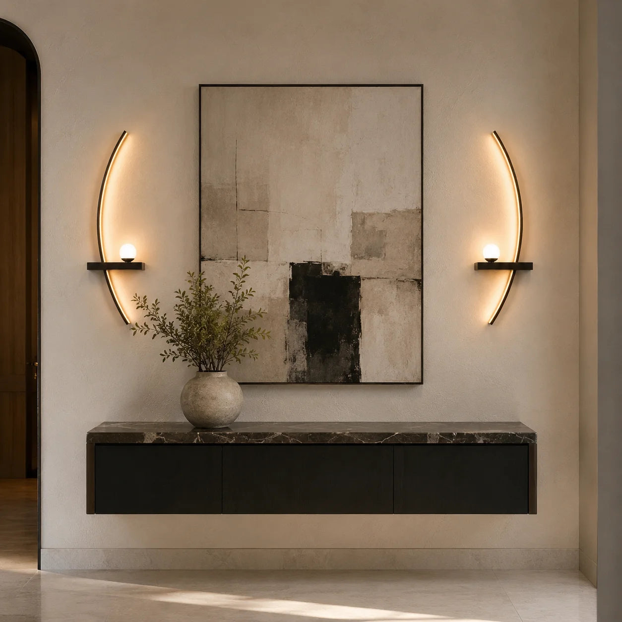 Suckoo Modern Curved LED Wall Sconce With Aluminum Globe