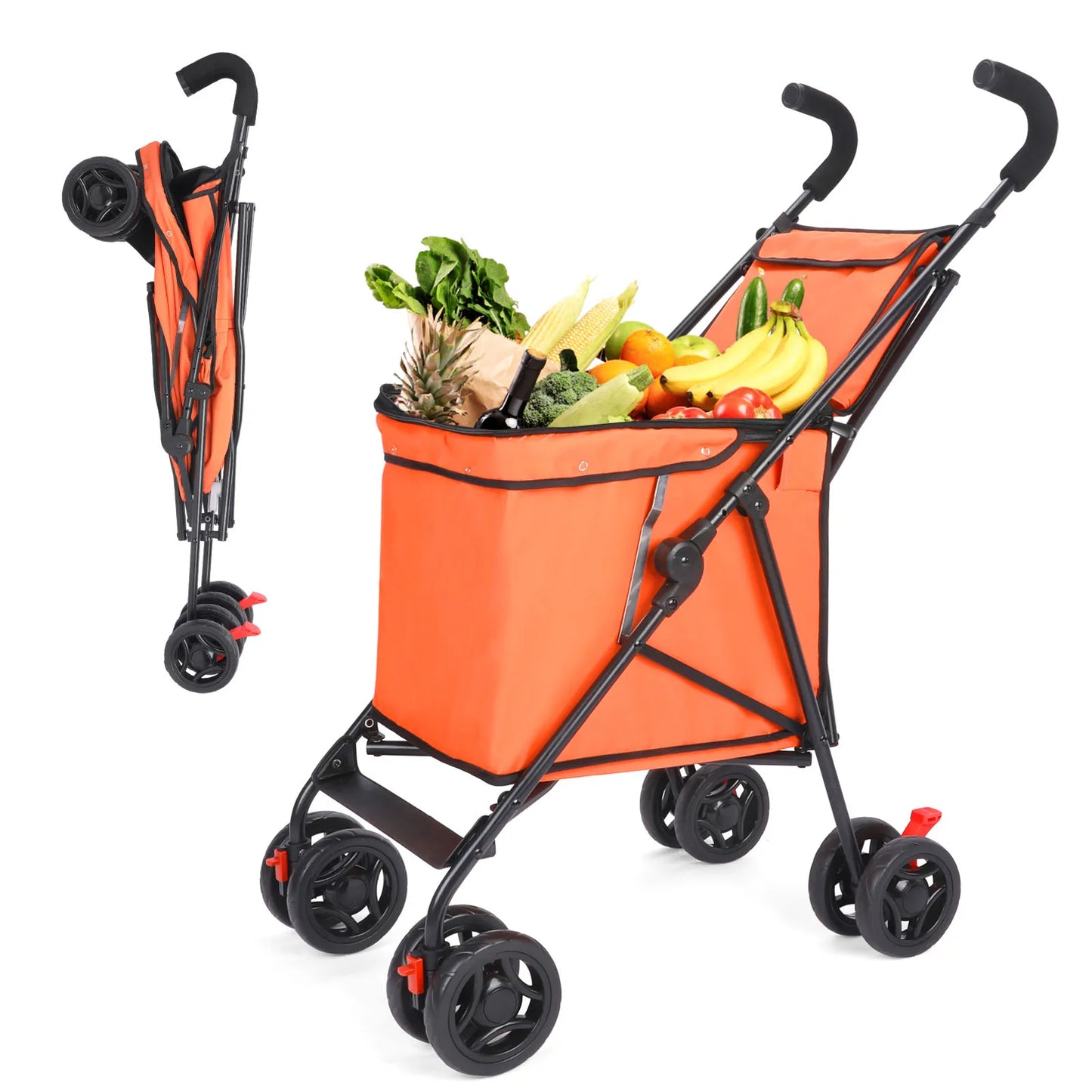 Wedyvkos Foldable Shopping Cart Portable Durable Utility Trolley