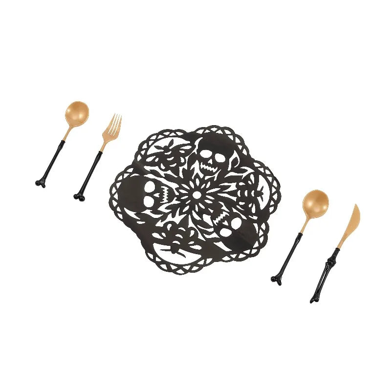 Halloween Bone Handle Disposable Plastic Cutlery Set for Parties