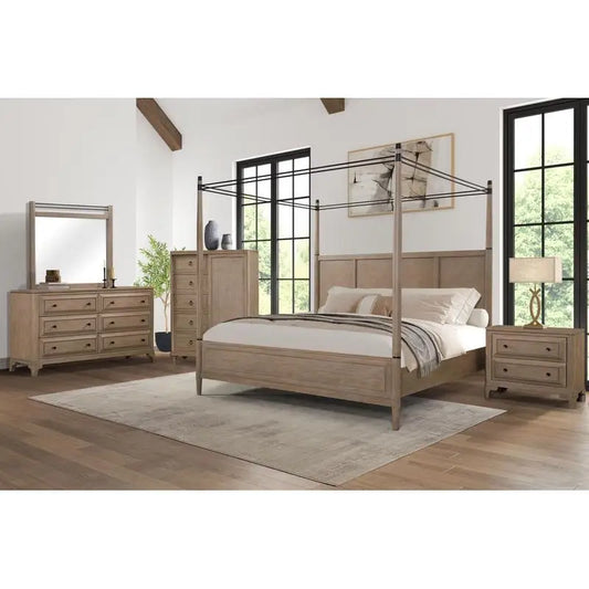 Modern Canopy Bedroom Set With Dresser Nightstand And Chest