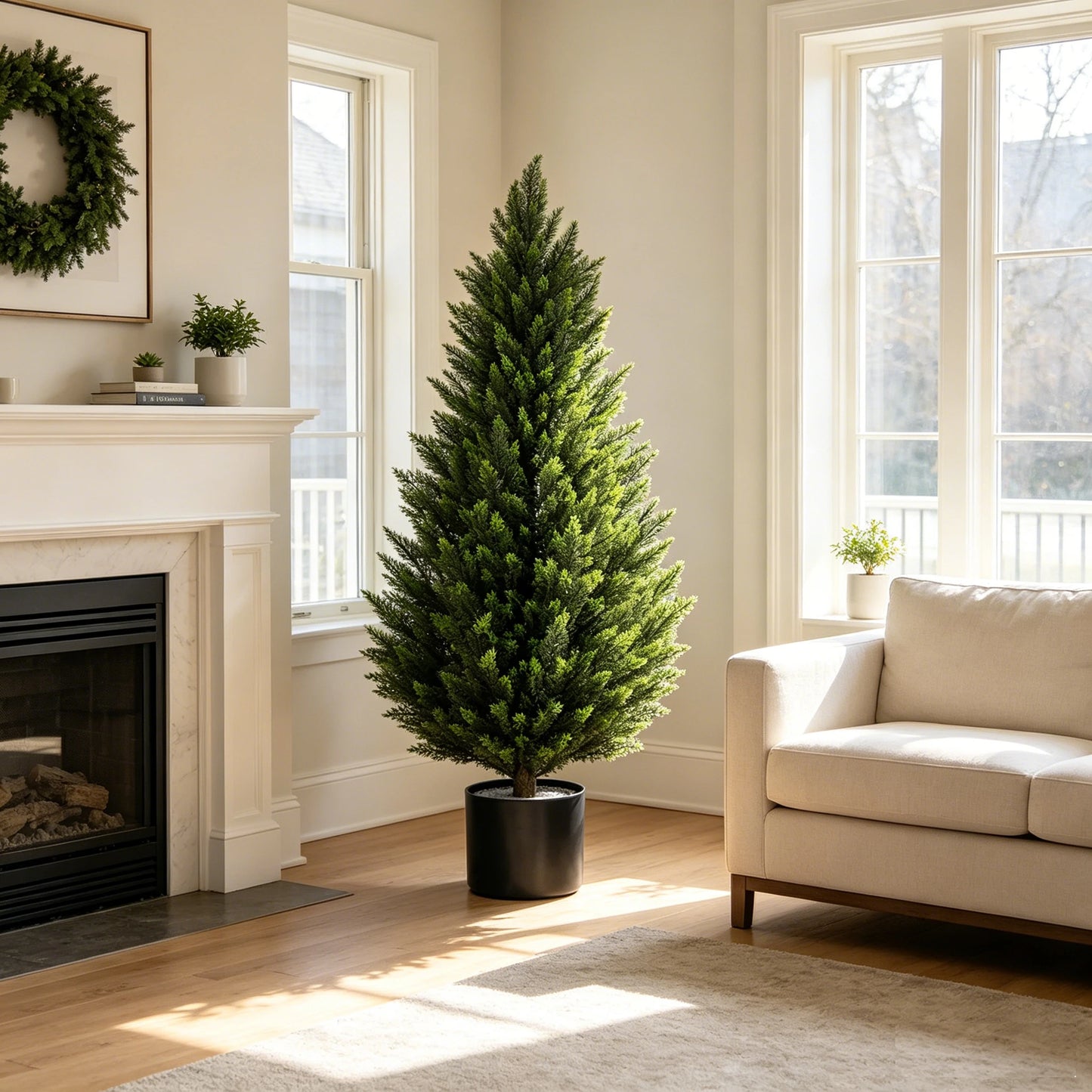 Olitree Artificial Cedar Topiary Tree For Indoor Outdoor Use