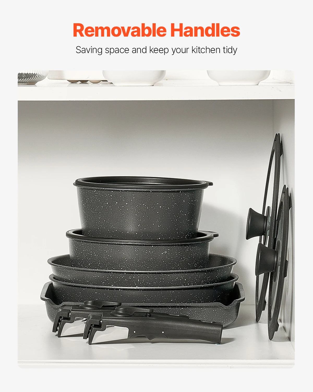 SucceBuy Nonstick Granite Cookware Set Featuring Frying Sauce Saute Pans