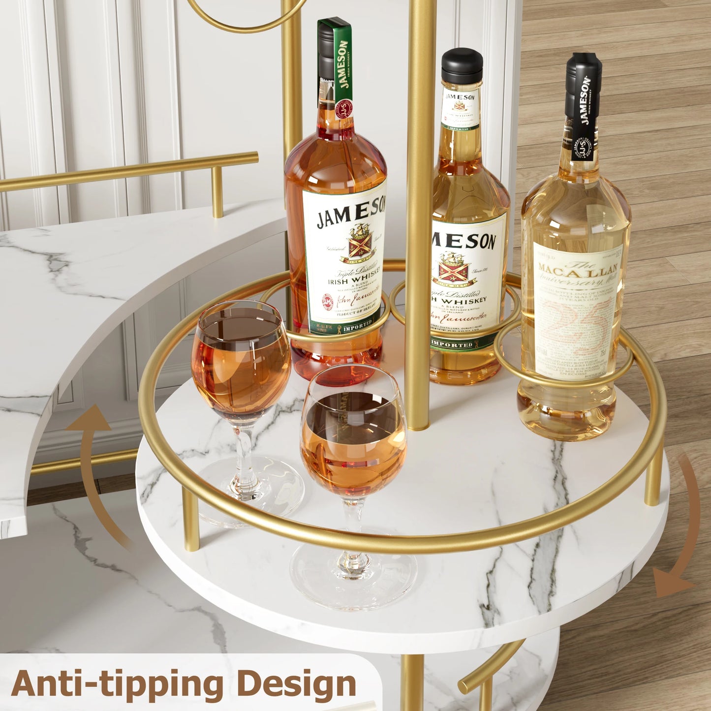 Twister CK Four Tier Rolling Bar Cart With Wine Rack