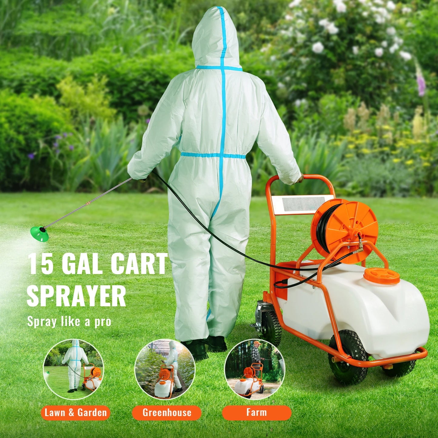 SucceBuy Battery Powered Wheeled Garden Weed Sprayer