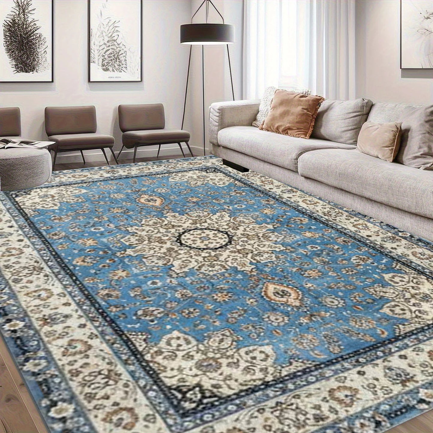 Classic Medallion Floral Area Rug For Traditional Home Decor