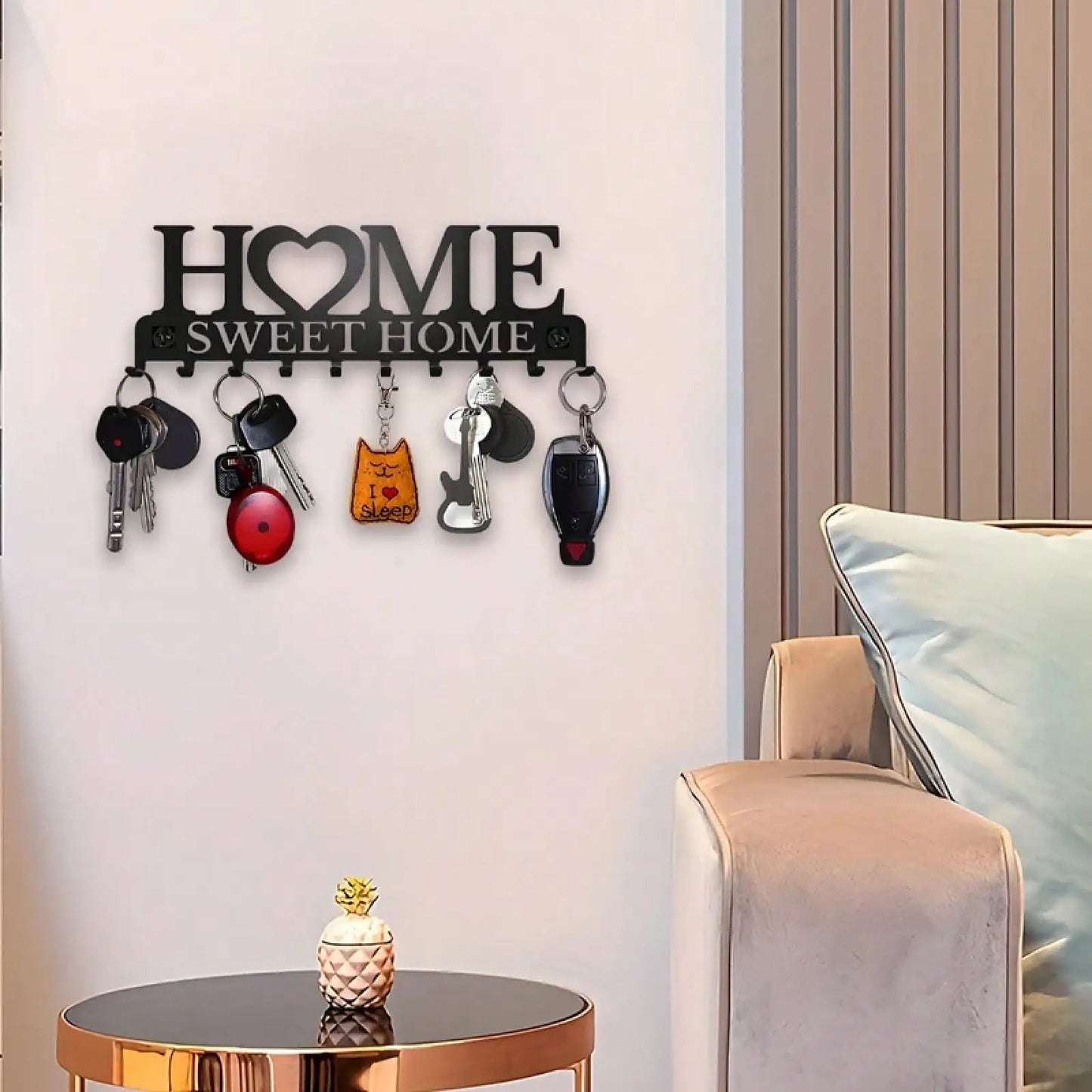 Compact Foldable Wall Mount Key Holder With Ten Hooks