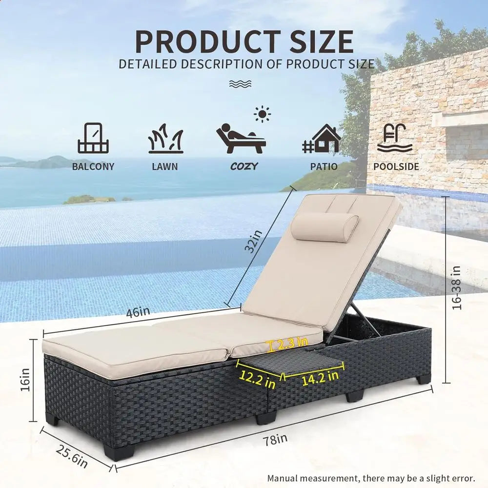 Rattan Reclining Outdoor Patio Furniture Set With Adjustable Backrest