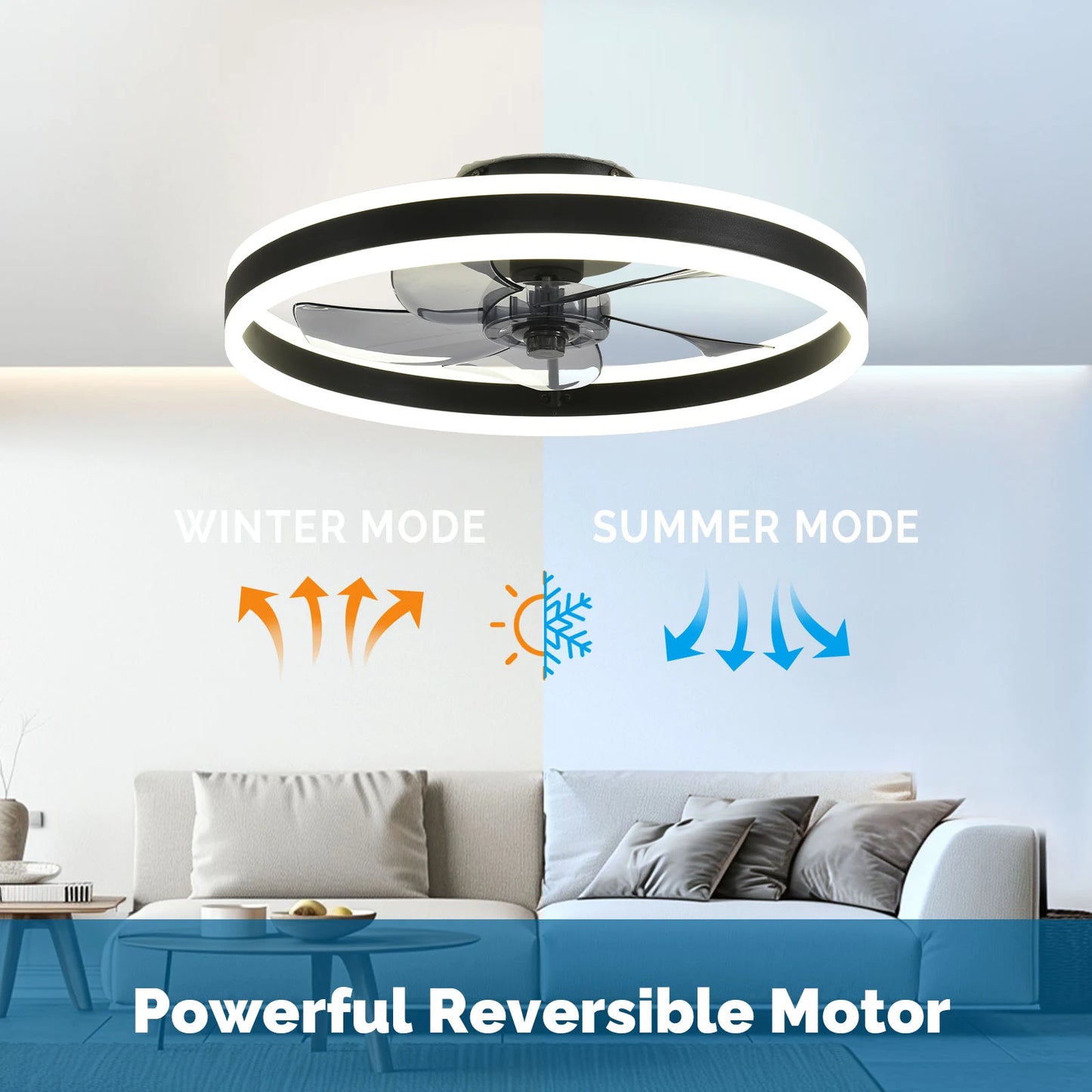 Orison Modern Flush Mount Ceiling Fan With Remote Control