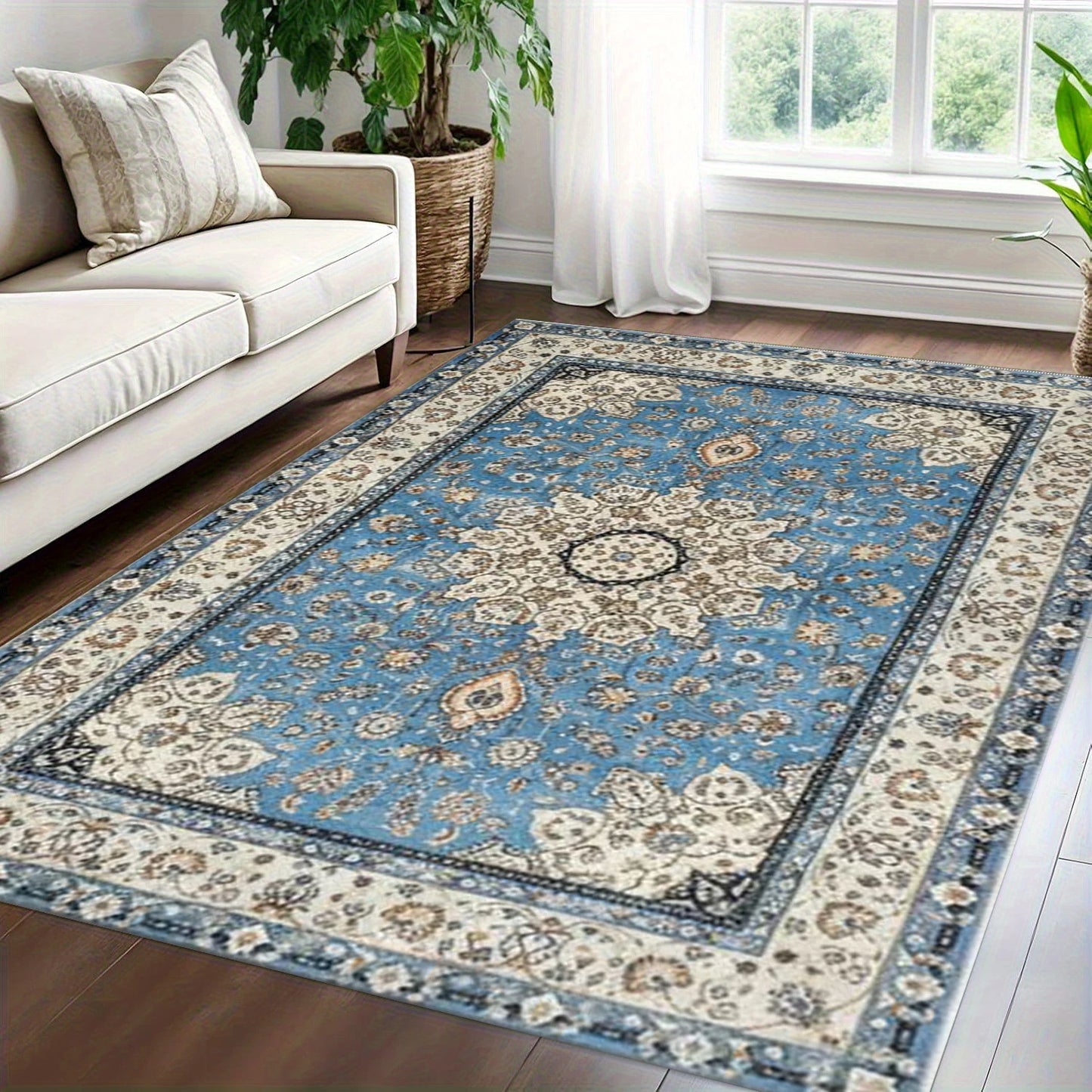 Classic Medallion Floral Area Rug For Traditional Home Decor