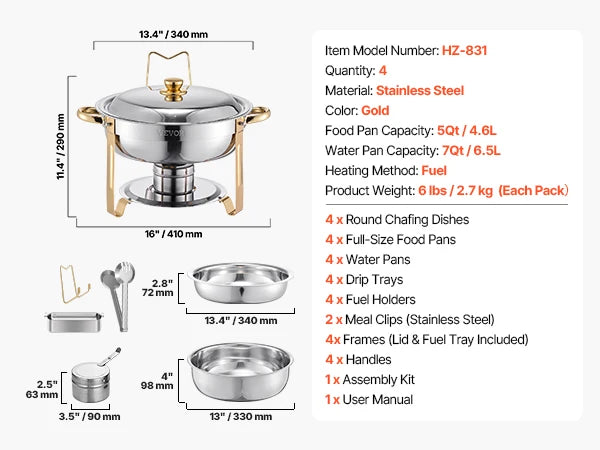 Succebuy Stainless Steel Chafing Dish Buffet Set Catering Warmer