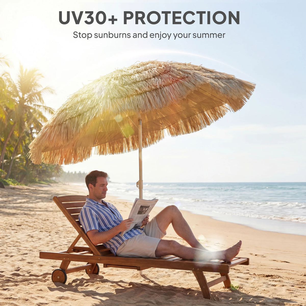 Outsunny Hawaiian Style Tiki Patio Umbrella With Carry Bag