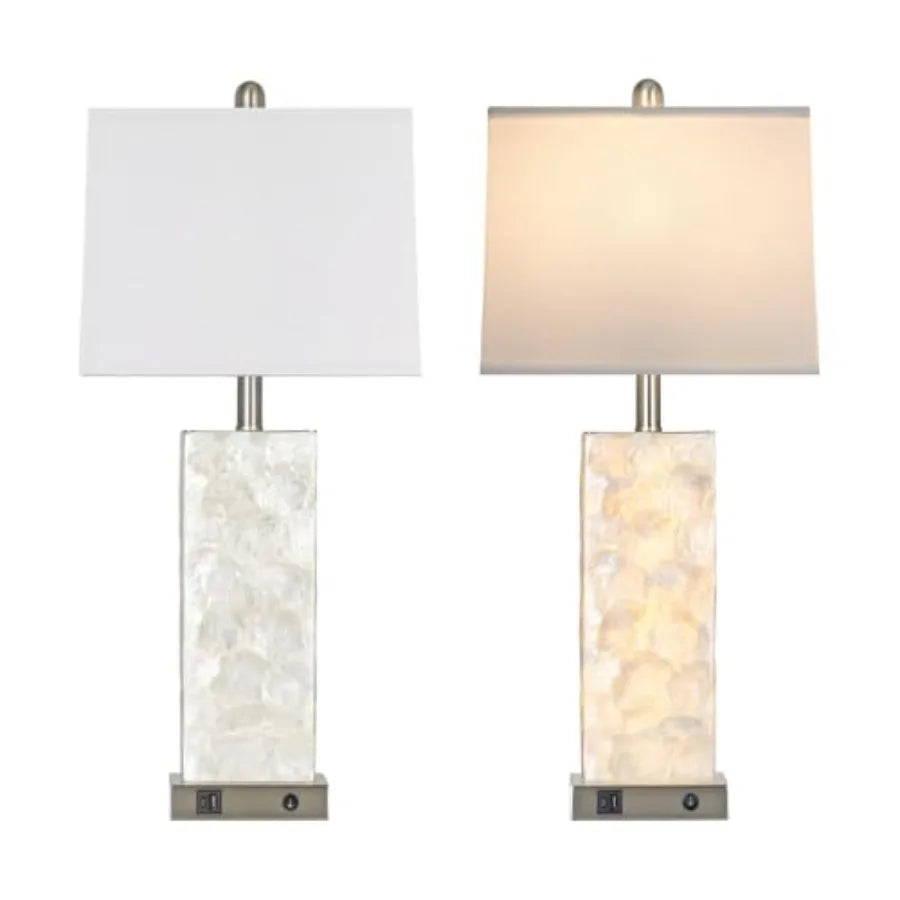 Coastal Sea Shell Table Lamp With Usb Charging Port