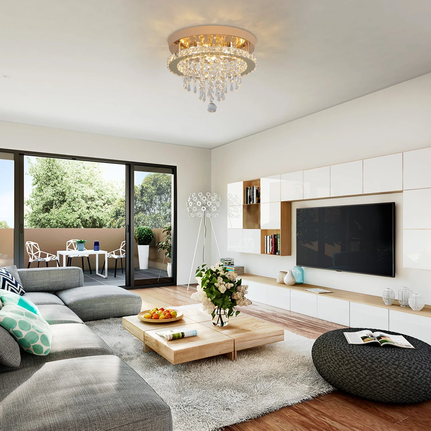 GreeLustr Luxury Modern LED Crystal Ceiling Chandelier Light