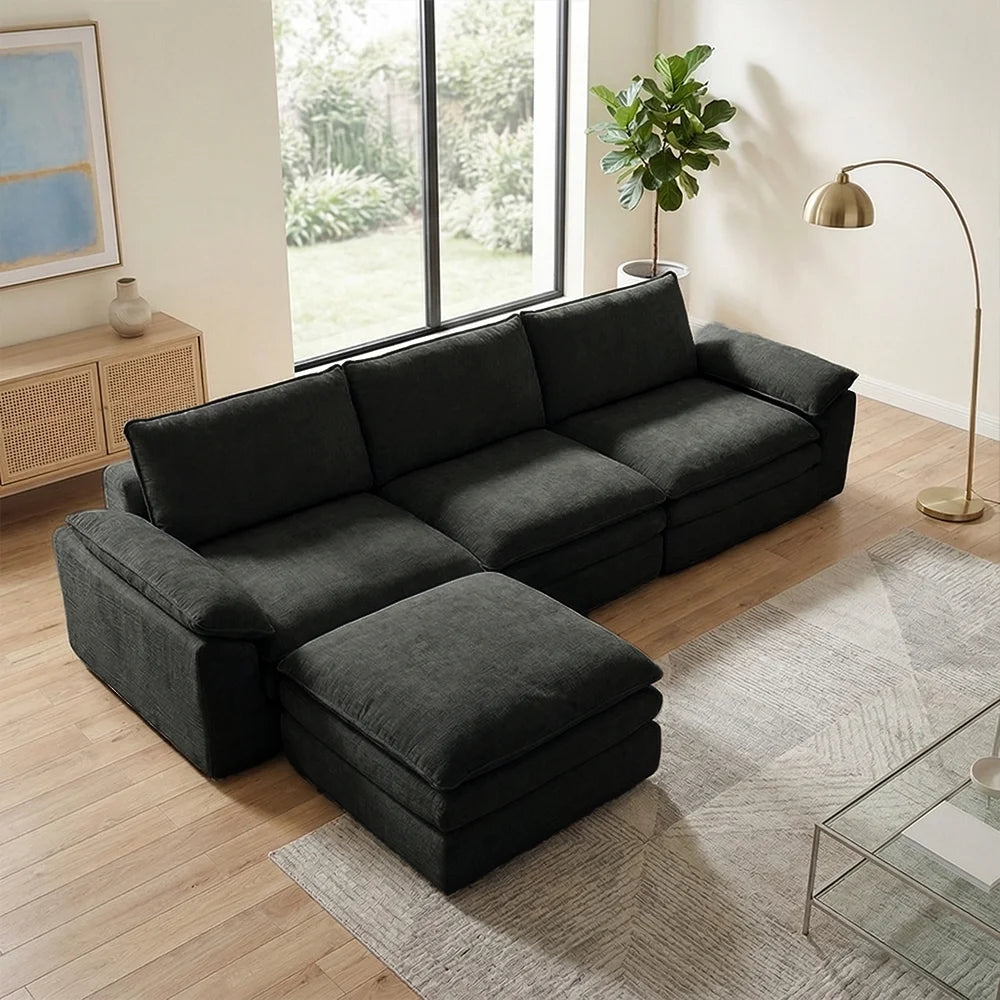 Modern Cloud Modular Sofa Set With Integrated Plush Foam Pillows