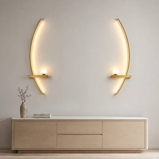 Suckoo Modern Curved LED Wall Sconce With Aluminum Globe
