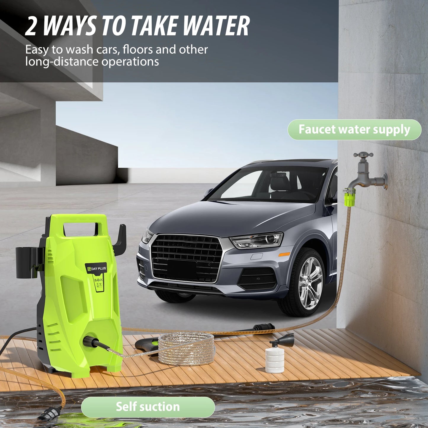 DayPlus Portable Electric Pressure Washer For Home And Garden Cleaning