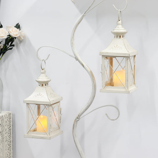 Set of 2 Decorative Candle Lantern 11'' High Metal Candle Holder Hanging Lantern Perfect for Home Decor Halloween Living Room