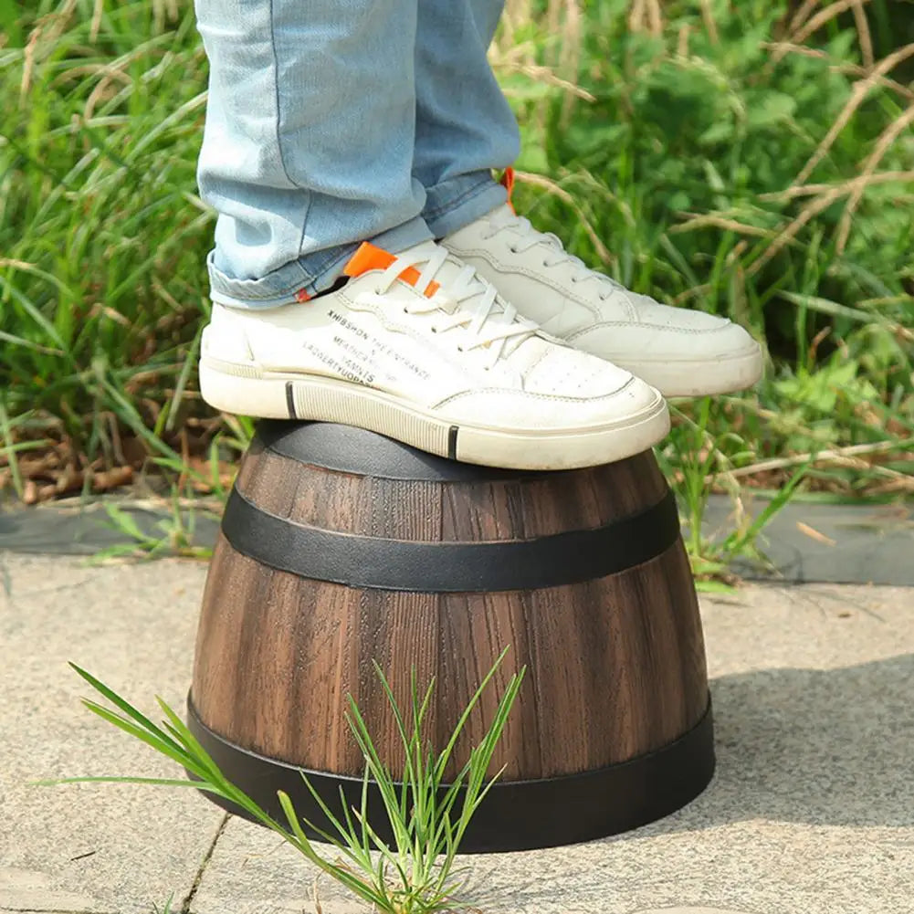 Rustic Faux Wooden Barrel Planter For Garden Patio Decor
