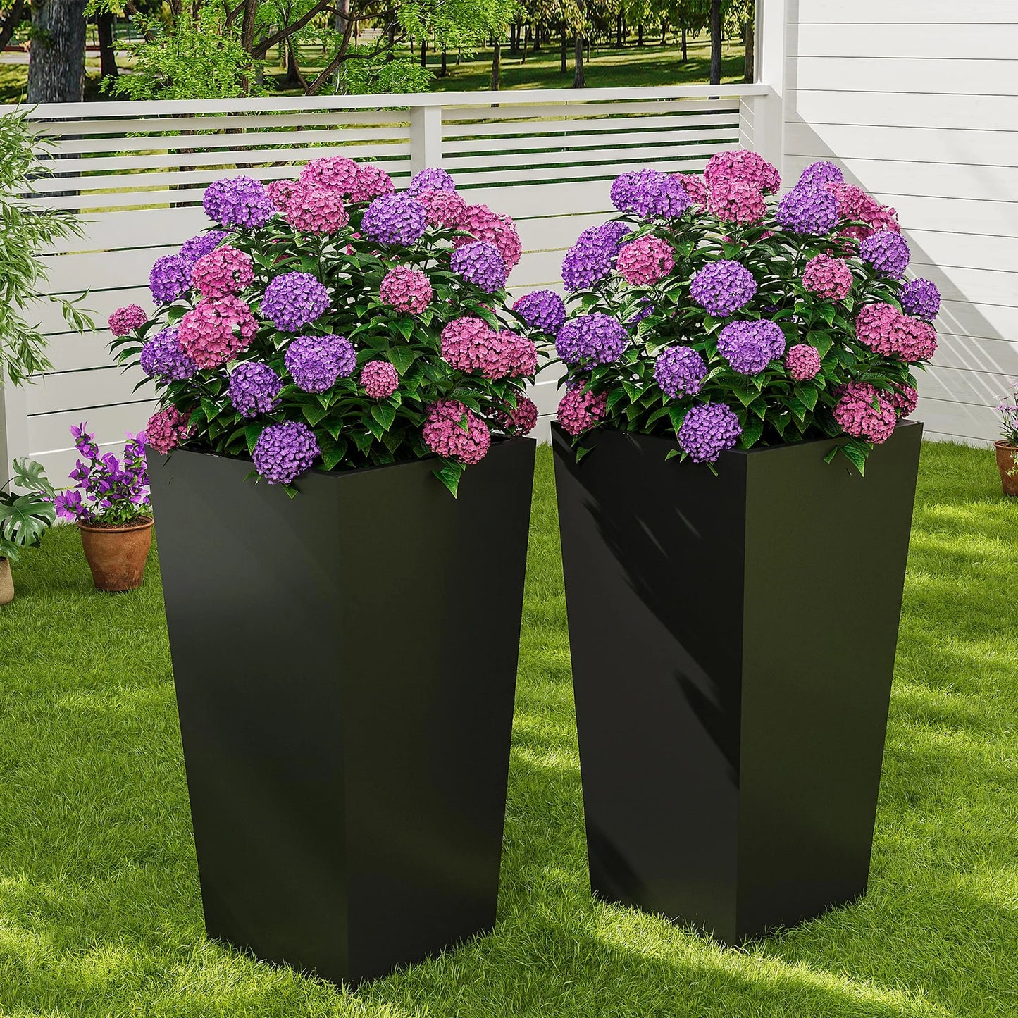 HiMISS Self Watering Planters With Drainage And Wheels Indoor Outdoor