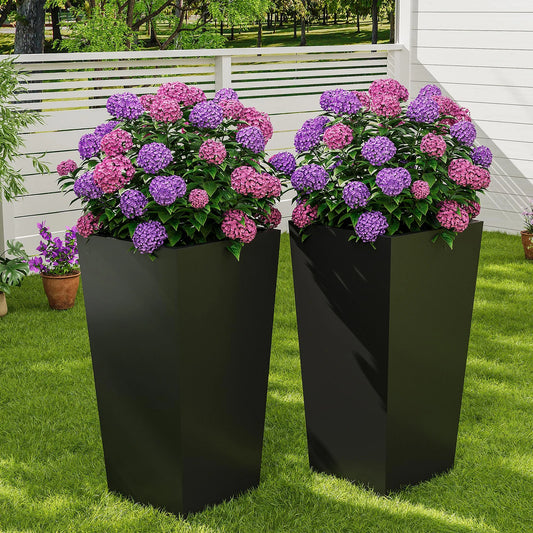 HiMISS Self Watering Planters With Drainage And Wheels Indoor Outdoor