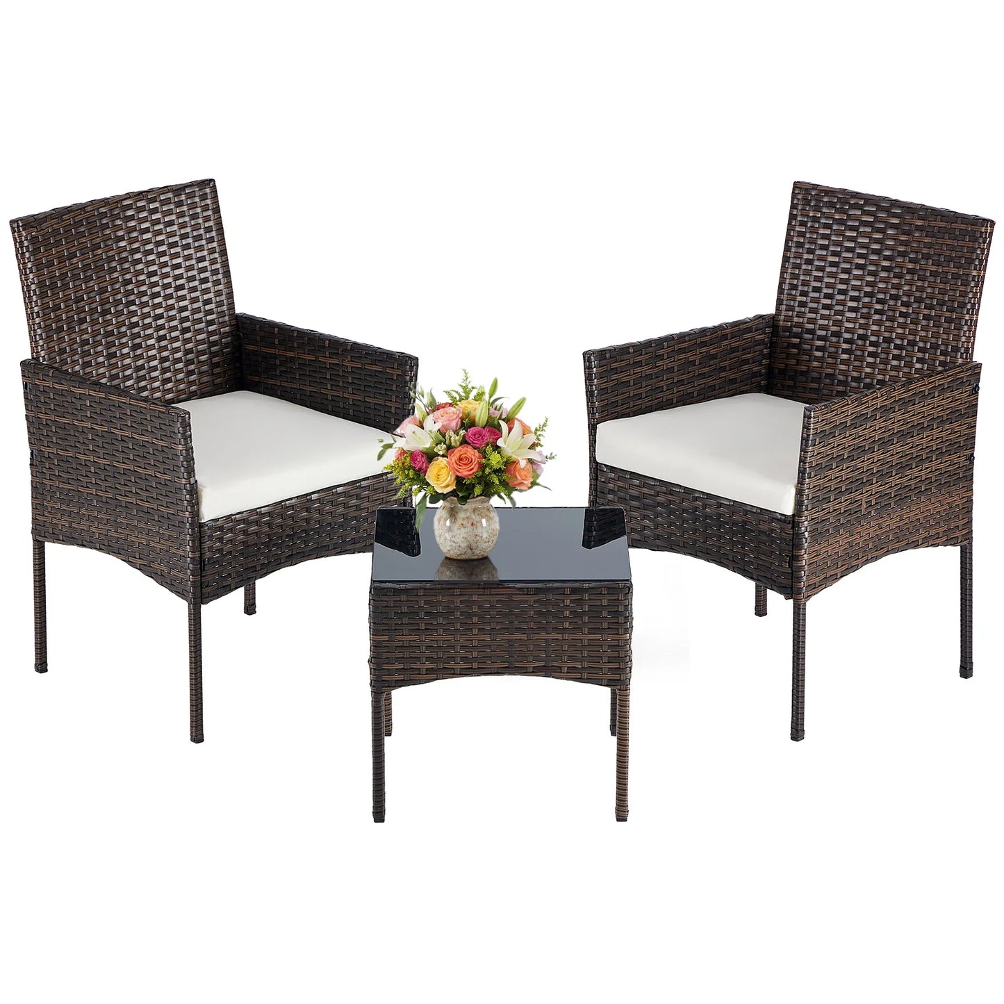 Jhk Outdoor All Weather Wicker Bistro Set With Cushions