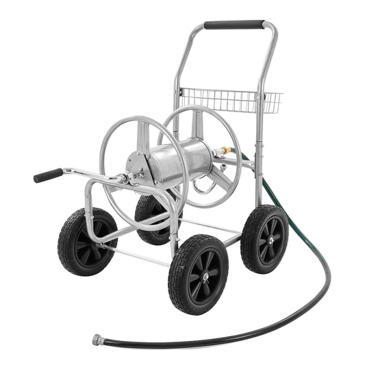 Heavy Duty Steel Garden Hose Reel Cart With Four Wheels