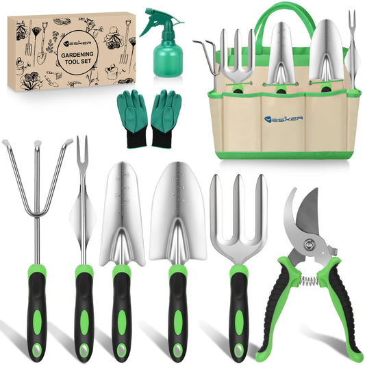 Heavy Duty Eight Piece Garden Tool Kit With Ergonomic Handles