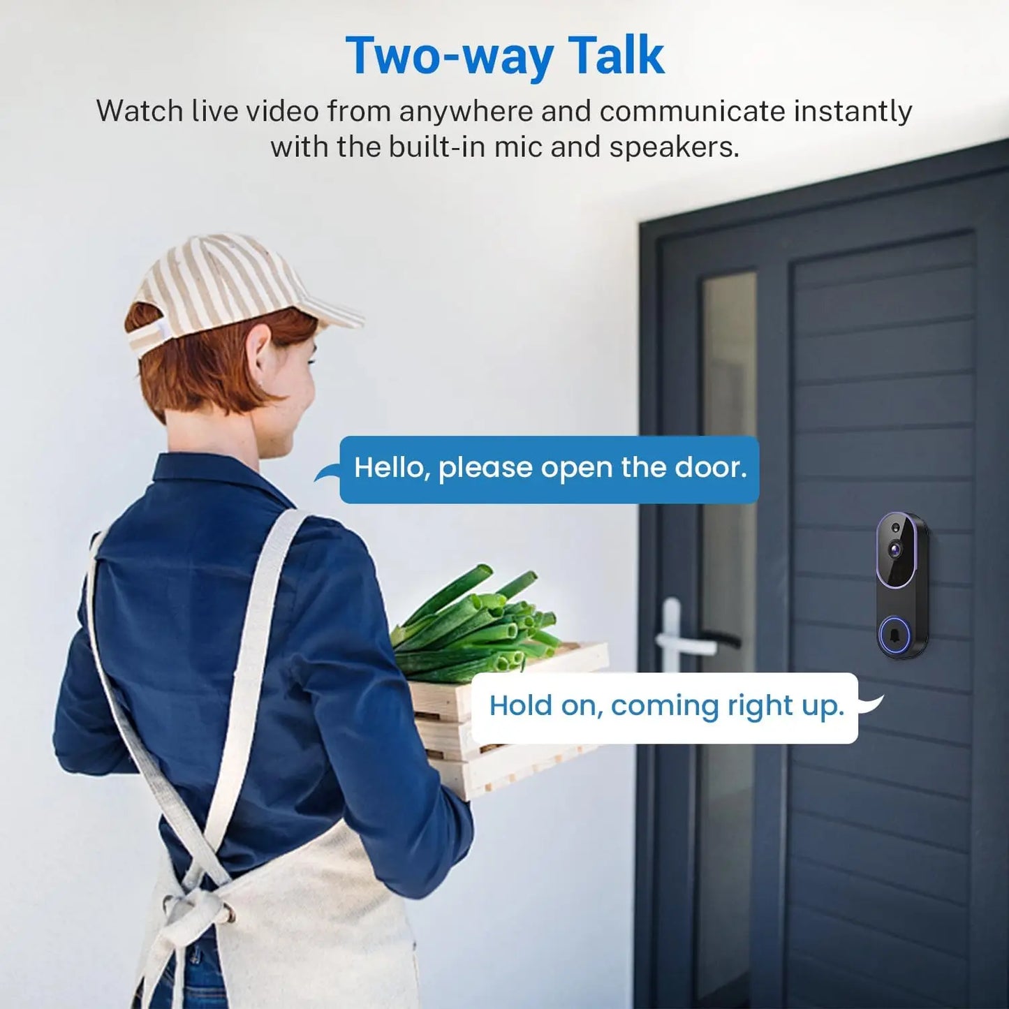 Smart Video Doorbell With AI Human Detection And Night Vision