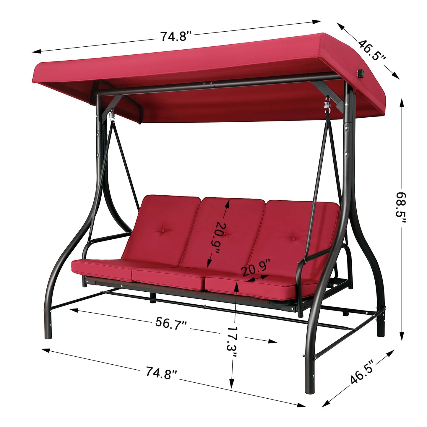 Aoou Outdoor Patio Swing With Adjustable Canopy And Removable Cushion