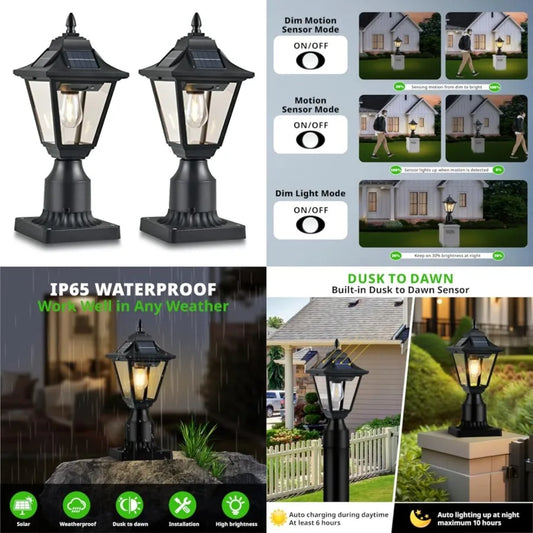 Outdoor Solar Post Light With Motion Sensor Dusk To Dawn