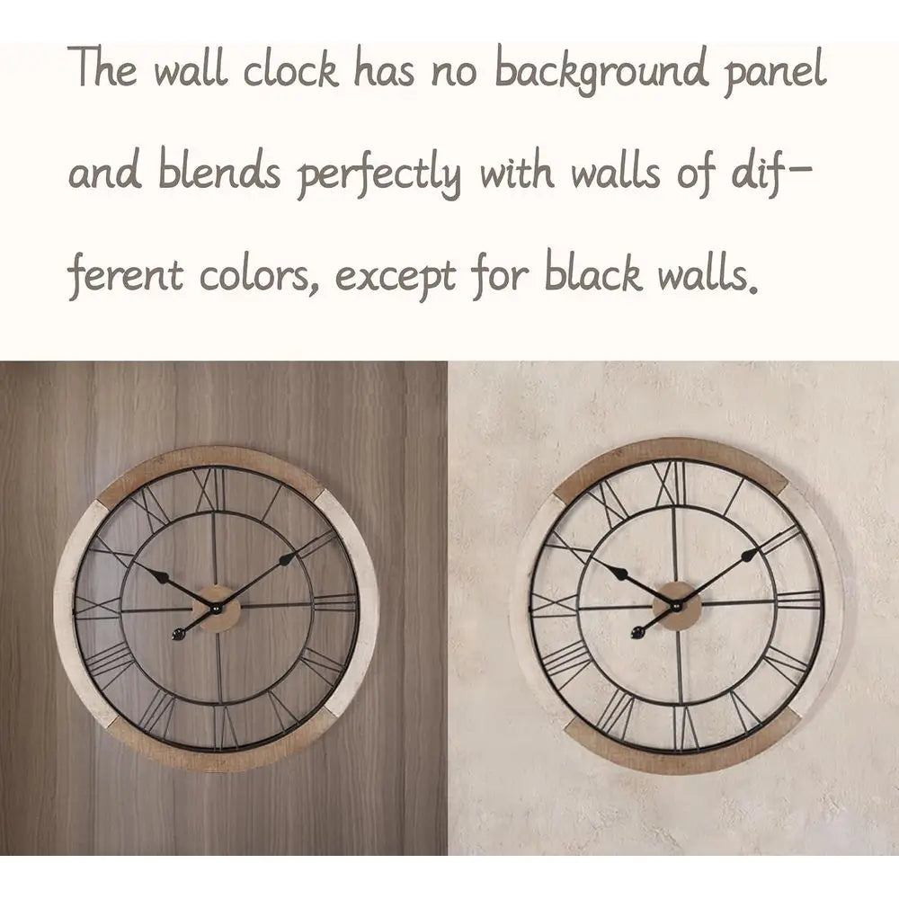Silent Battery Operated Rustic Wall Clock For Home Office Decor