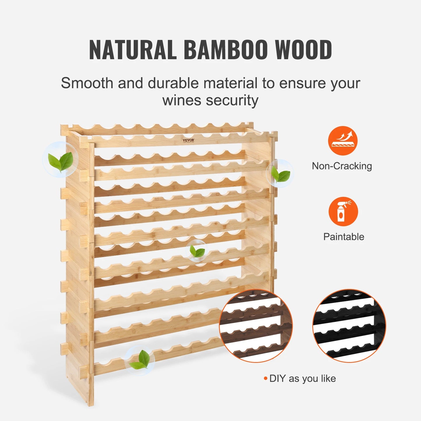 SucceBuy Stackable Bamboo Wine Rack Free Standing Modular Storage Shelf