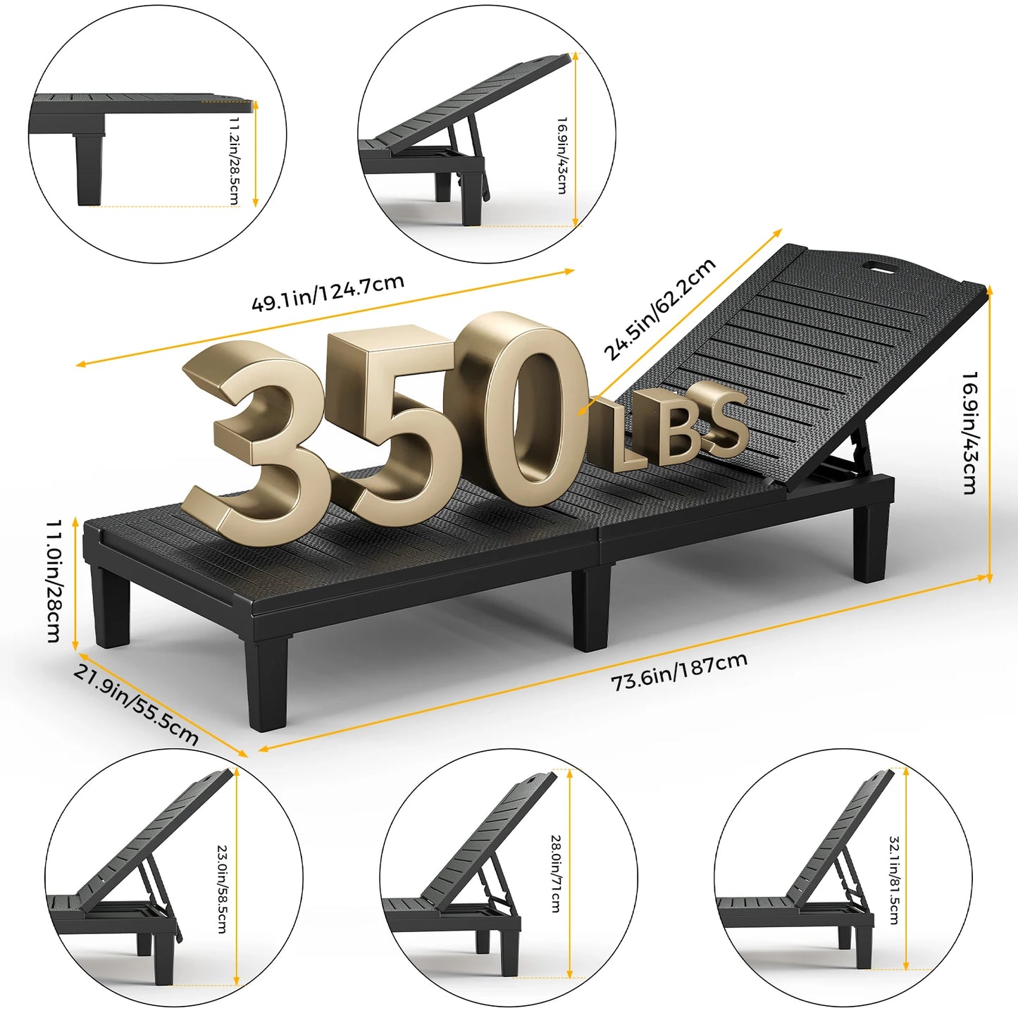 Topincn Adjustable Outdoor Bamboo Lounge Chair And Sun Lounger