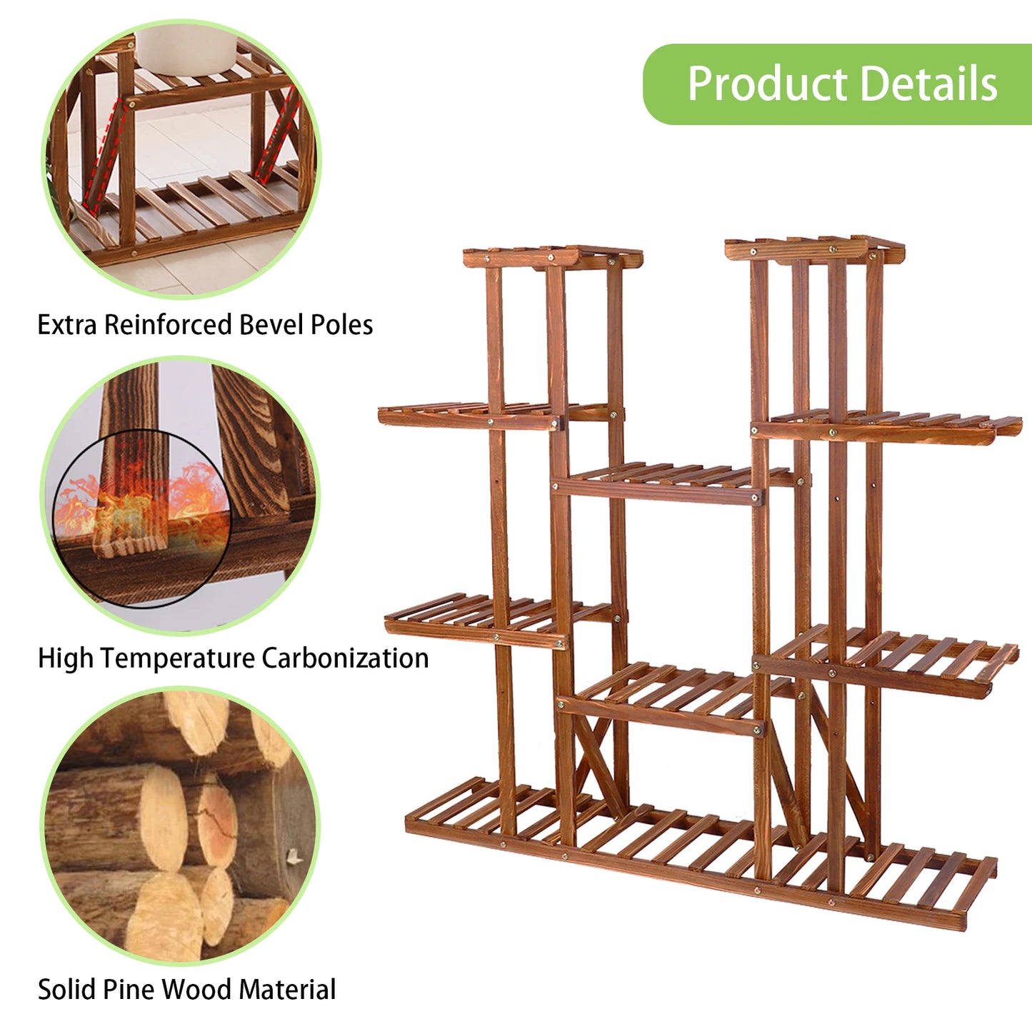 Wisfor Wooden Multi Tier Indoor Plant Flower Pot Stand