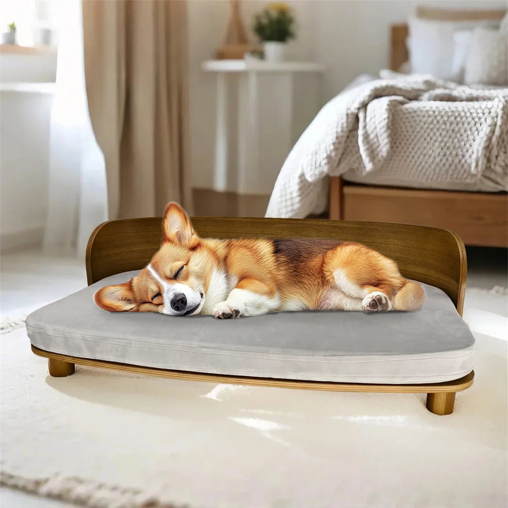 Borwart Eucalyptus Pet Sofa Bed With Cushion For Small Dogs