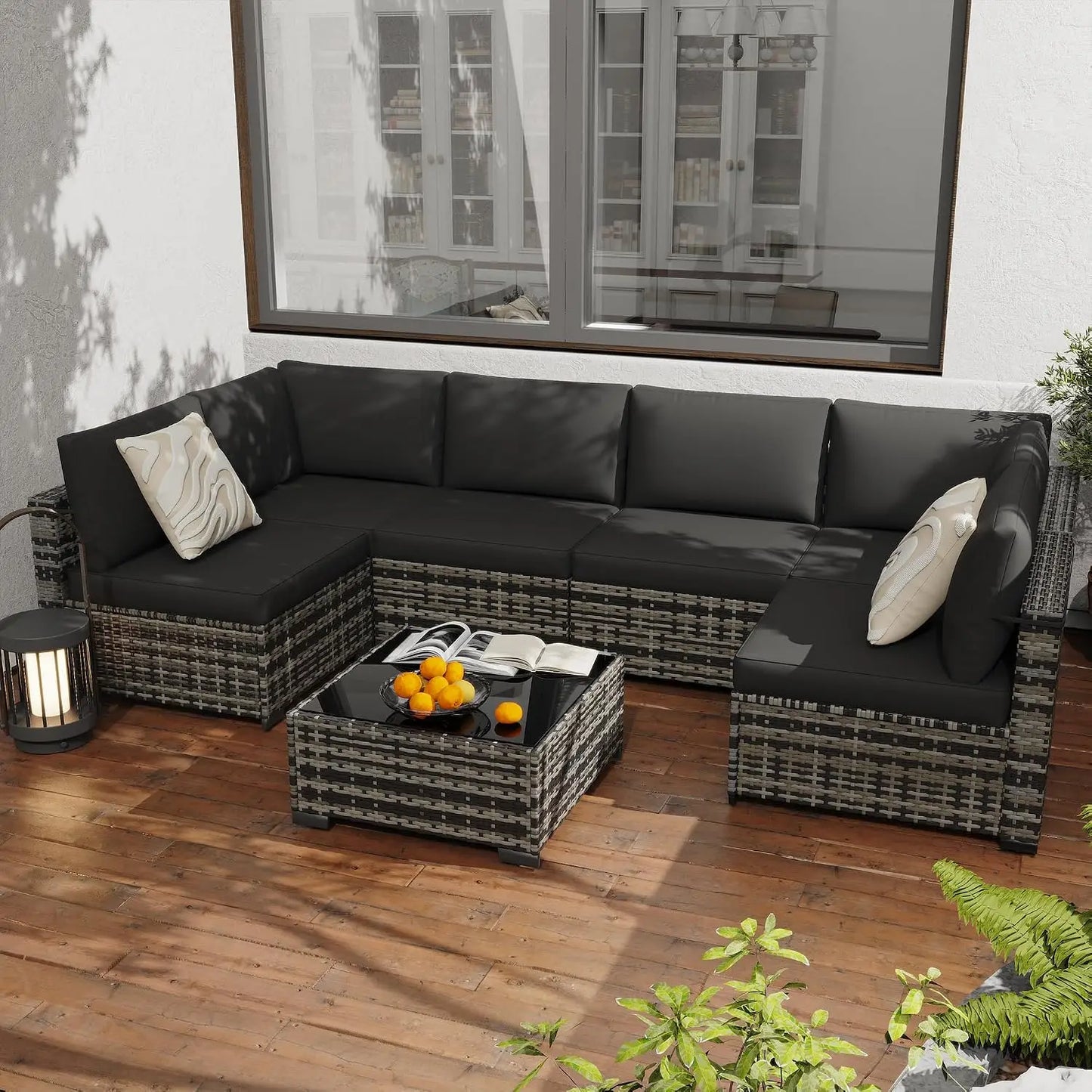 Luxury All Weather PE Rattan Modular Patio Conversation Furniture