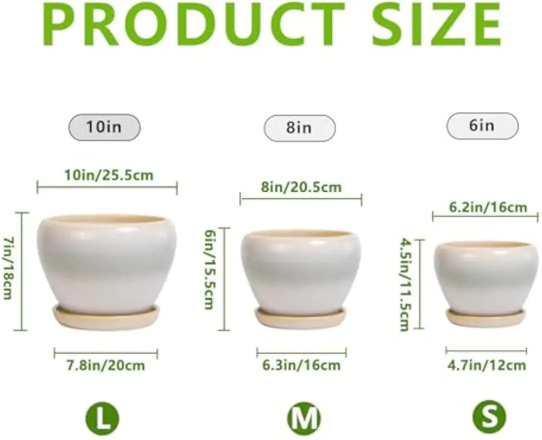 Epfactory Modern Ceramic Planter With Drainage Holes And Saucer