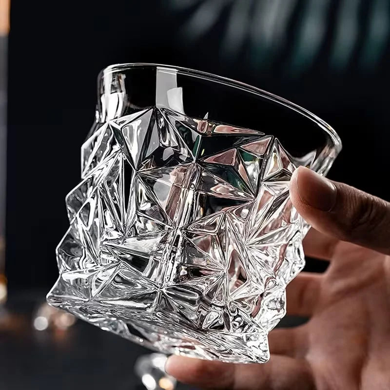 Elegant Diamond Pattern Whiskey Glasses For Bourbon Scotch And Cocktails