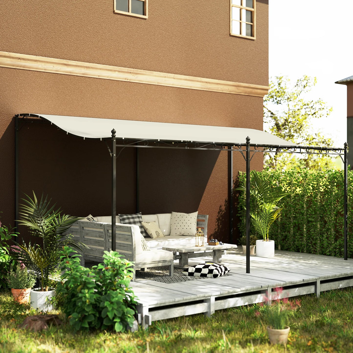 Outdoor Metal Pergola Canopy Patio Gazebo Polyester Shade Cover