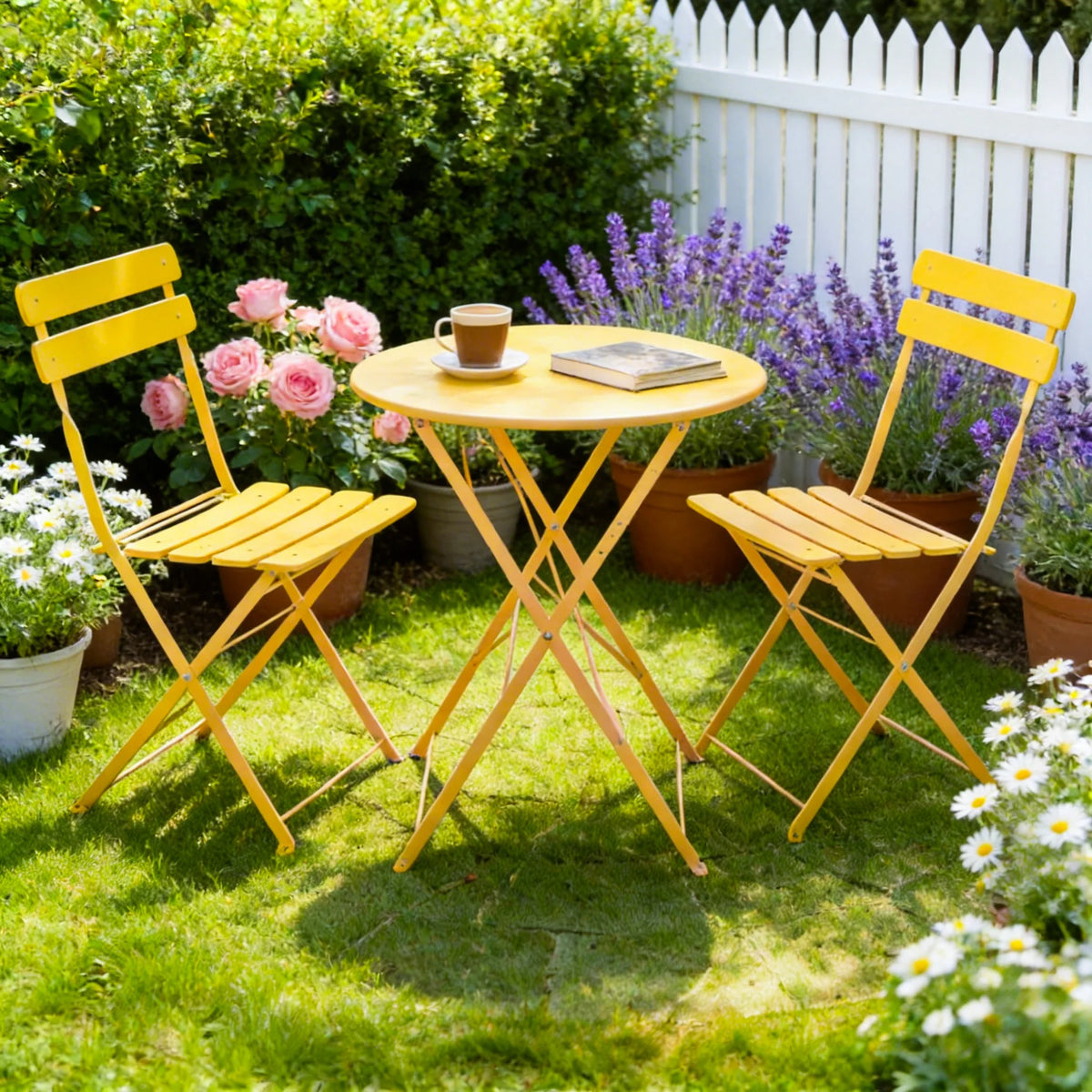 TUAREX Folding Steel Bistro Set For Outdoor Patio Furniture