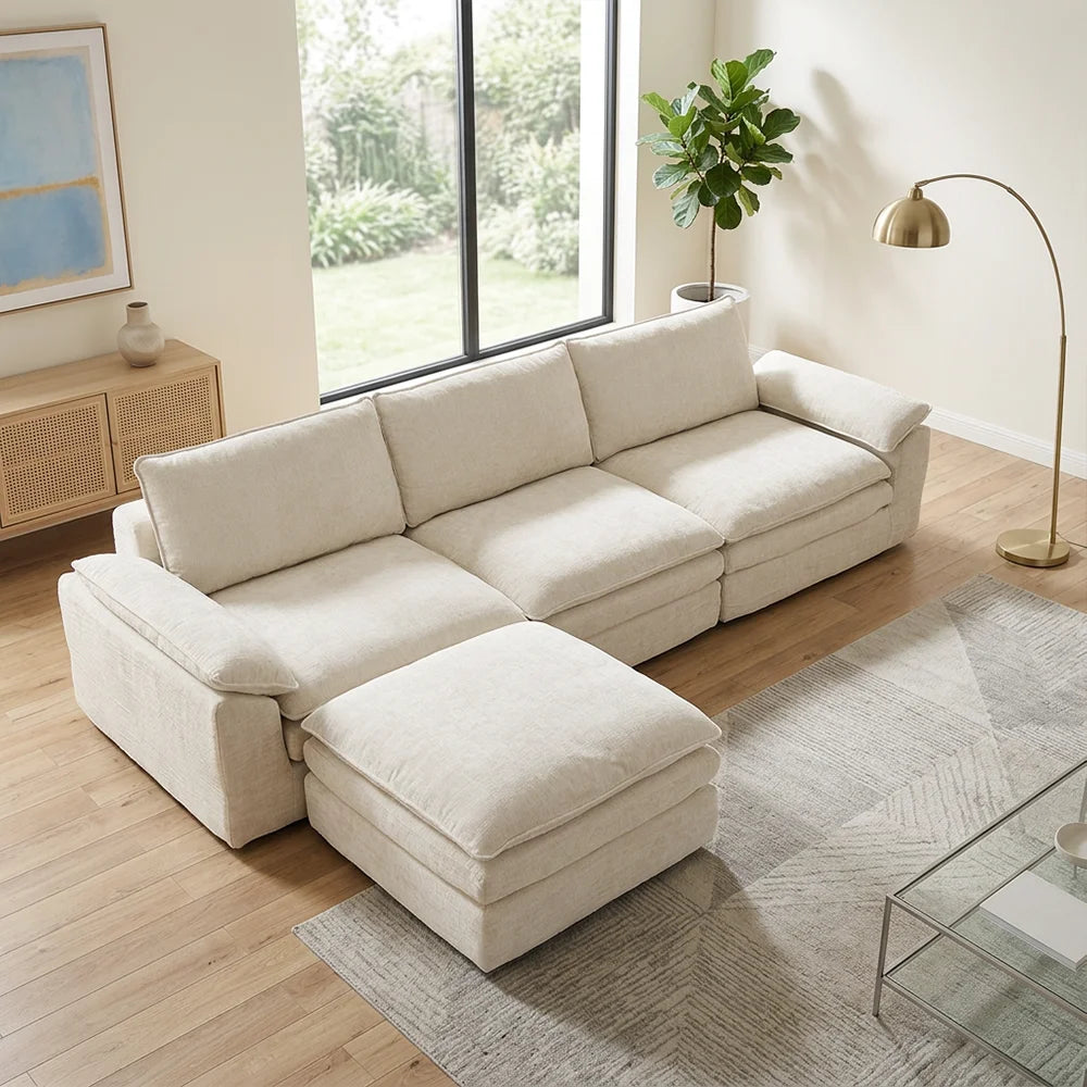 Modern Cloud Modular Sofa Set With Integrated Plush Foam Pillows