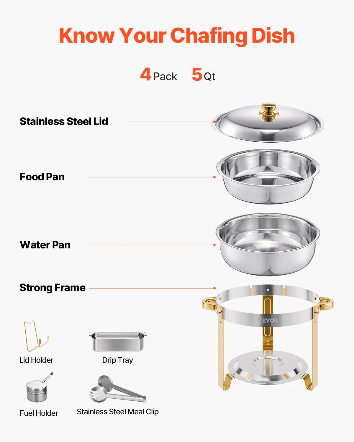 Succebuy Stainless Steel Chafing Dish Buffet Set Catering Warmer